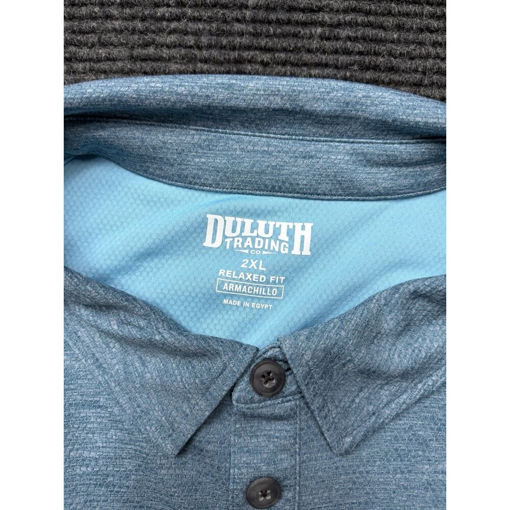 Duluth Trading Co Mens 2XL Blue Heathered Armachillo Cooling Relaxed Fit Polo - Picture 6 of 10